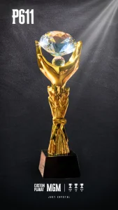 P611-Globe TROPHY Diamond Gold